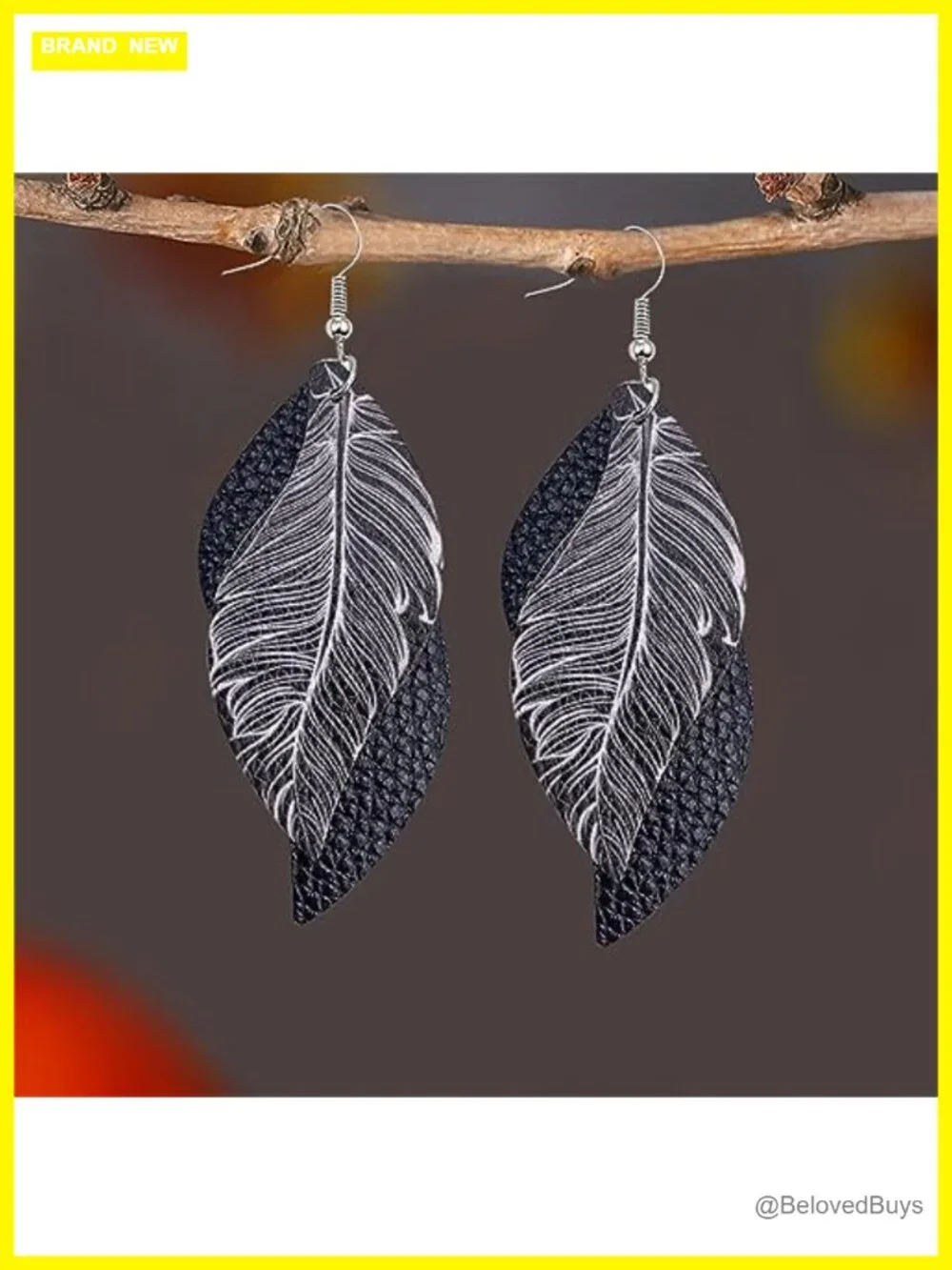 Boho Leaf Drop Earrings Faux Leather Lightweight Women Gift